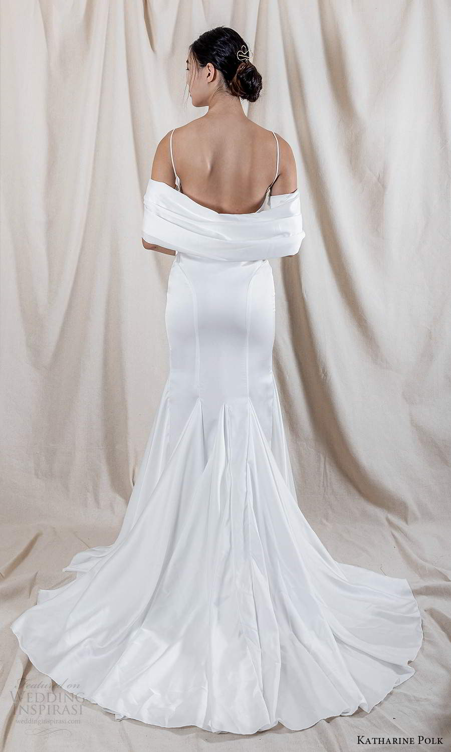katharine polk 2021 bridal off shoulder swag sleeve spaghetti straps sweetheart neckline clean minimalist fit flare mermaid wedding dress chapel train (6) bv katharine polk 2021 bridal off shoulder swag sleeve spaghetti straps sweetheart neckline clean minimalist fit flare mermaid wedding dress chapel train (6) bv