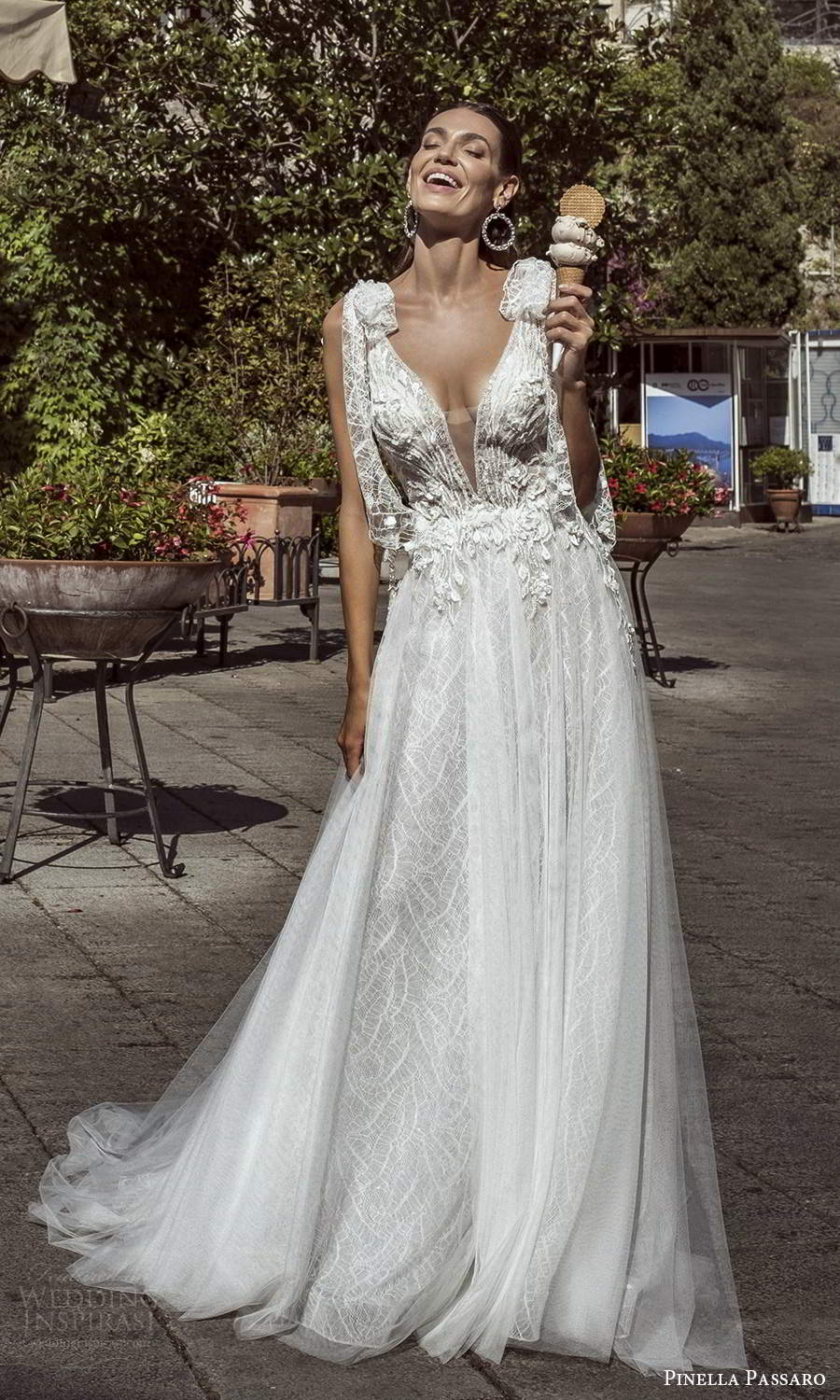 pinella passaro 2021 bridal sleeveless bow straps plunging v neckline heavily embellished bodice a line ball gown wedding dress chapel train (13) fv