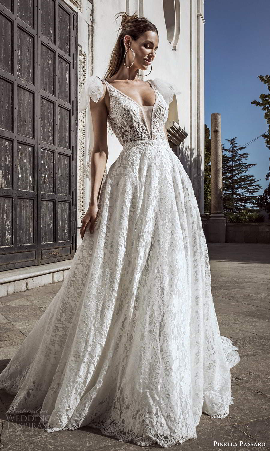 pinella passaro 2021 bridal sleeveless straps plunging v neckline fully embellished a line ball gown wedding dress chapel train (9) mv