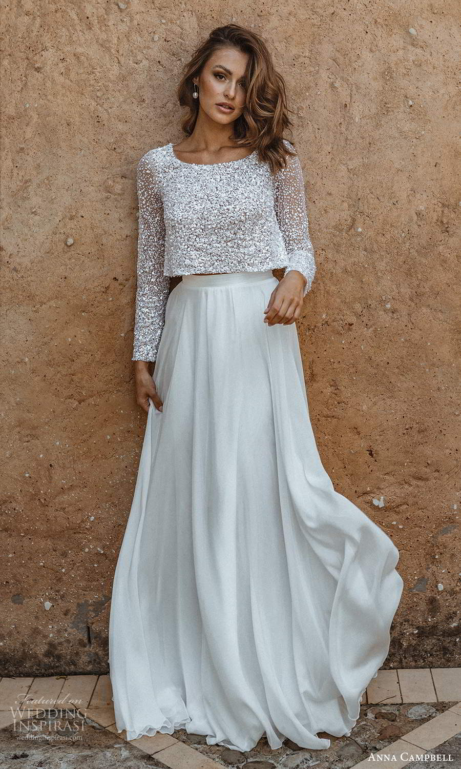 anna campbell 2021 bridal fully embellished long sleeves jewel neckline crop top clean a line skirt 2 piece wedding dress sweep train (19) mv anna campbell 2021 bridal fully embellished long sleeves jewel neckline crop top clean a line skirt 2 piece wedding dress sweep train (19) mv