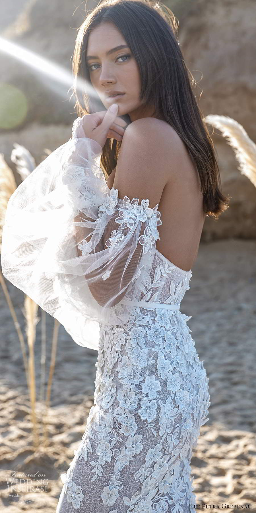 lee petra grebenau 2021 bridal detached sheer bishop sleeves strapless sweetheart neckline fully embellished fit flare mermaid sheath wedding dress chapel train (7) lv lee petra grebenau 2021 bridal detached sheer bishop sleeves strapless sweetheart neckline fully embellished fit flare mermaid sheath wedding dress chapel train (7) lv