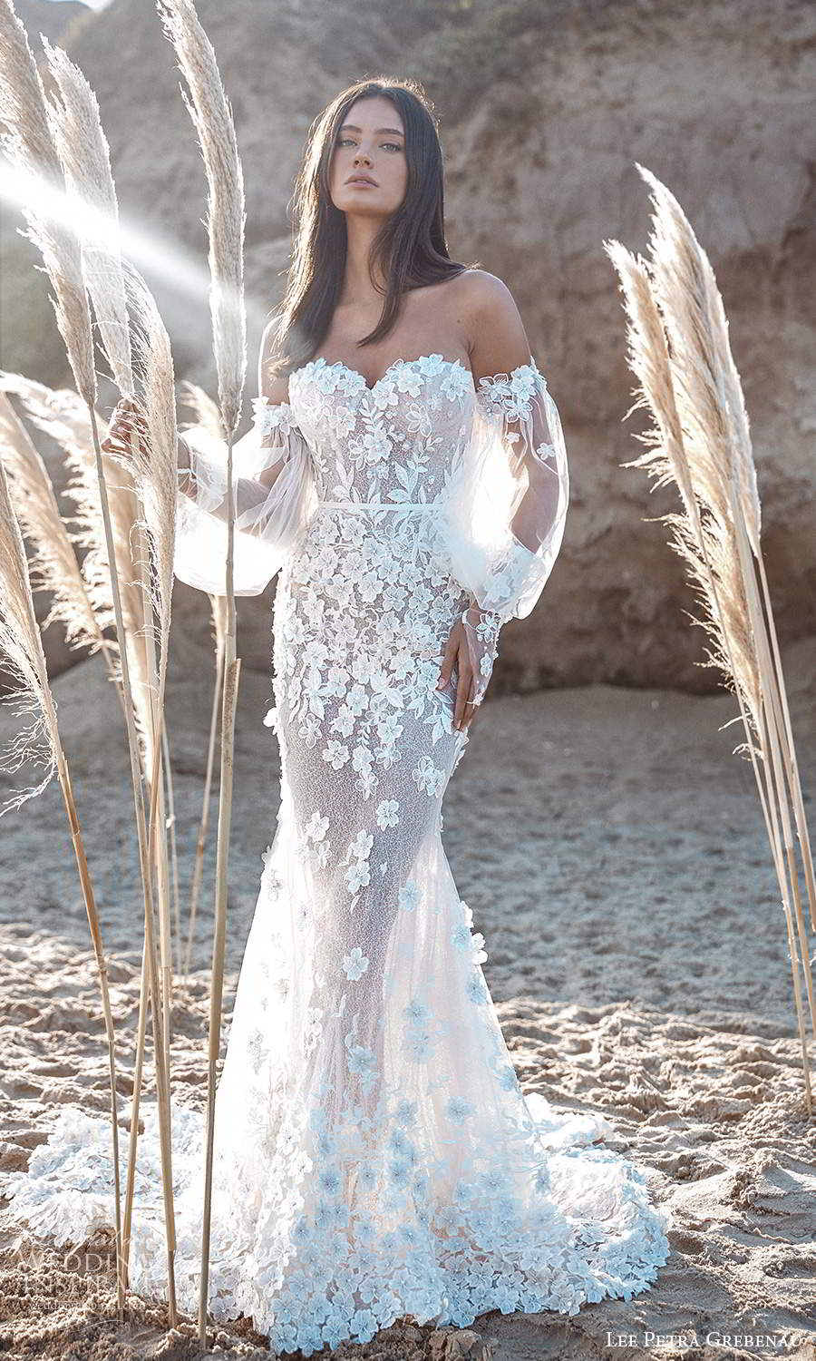lee petra grebenau 2021 bridal detached sheer bishop sleeves strapless sweetheart neckline fully embellished fit flare mermaid sheath wedding dress chapel train (7) mv lee petra grebenau 2021 bridal detached sheer bishop sleeves strapless sweetheart neckline fully embellished fit flare mermaid sheath wedding dress chapel train (7) mv