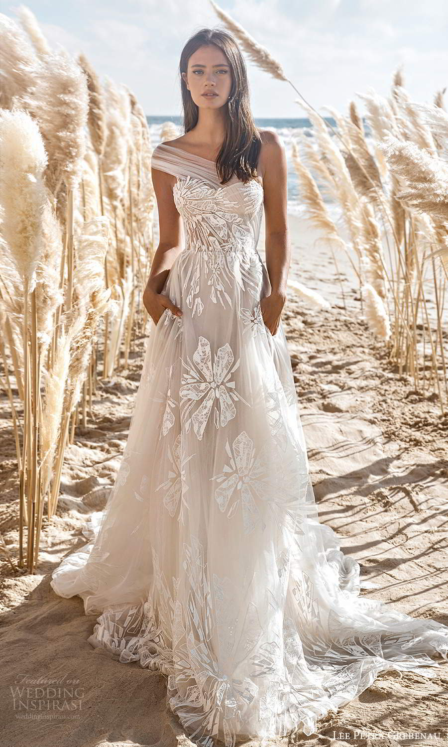 lee petra grebenau 2021 bridal sleeveless one ruched strap sweetheart neckline fully embellished a line ball gown wedding dress chapel train champagne (4) fv lee petra grebenau 2021 bridal sleeveless one ruched strap sweetheart neckline fully embellished a line ball gown wedding dress chapel train champagne (4) fv