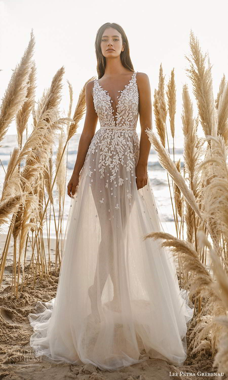 lee petra grebenau 2021 bridal sleeveless straps plunging v neckline embellished bodice sheer skirt a line wedding dress chapel train (5) mv lee petra grebenau 2021 bridal sleeveless straps plunging v neckline embellished bodice sheer skirt a line wedding dress chapel train (5) mv