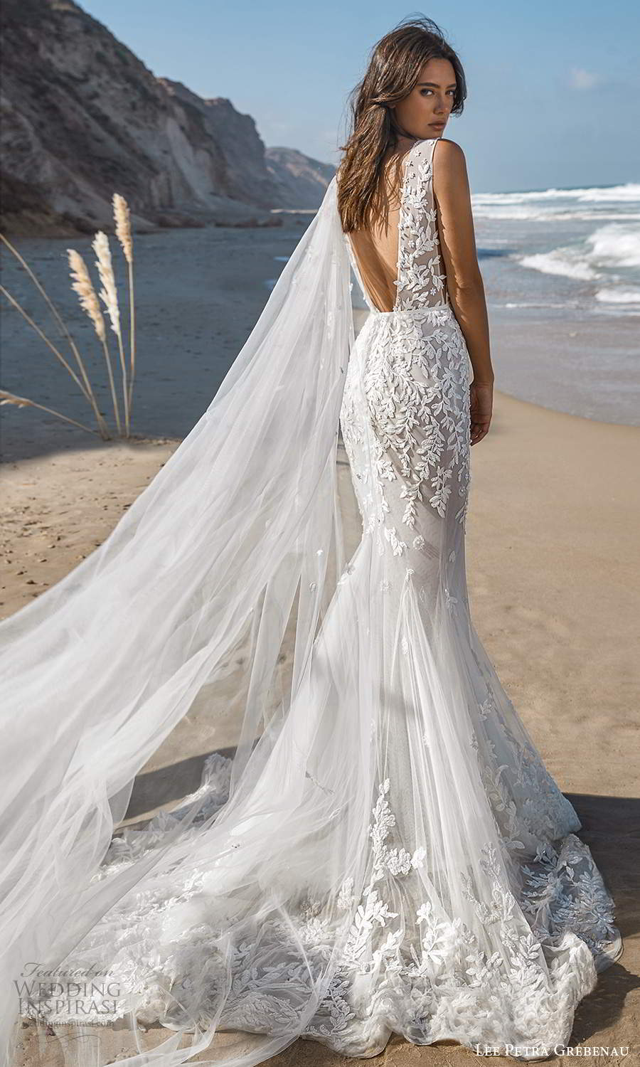 lee petra grebenau 2021 bridal sleeveless thick straps plunging v neckline heavily embellished bodice sheath fit flare mermaid wedding dress chapel train (14) bv lee petra grebenau 2021 bridal sleeveless thick straps plunging v neckline heavily embellished bodice sheath fit flare mermaid wedding dress chapel train (14) bv