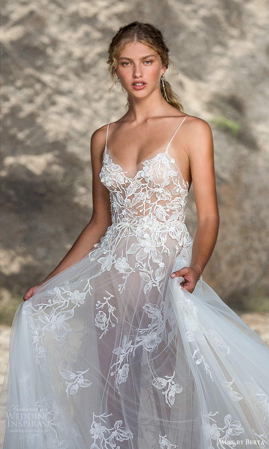 muse by berta fall 2021 bridal sleeveless spaghetti straps illusion scoop sweetheart neckline embellished bodice a line ball gown wedding dress chapel train (2) zv