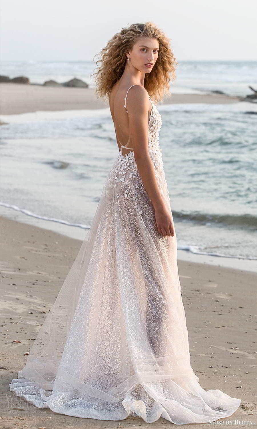 muse by berta fall 2021 bridal sleeveless thin straps v neckline heavily embellished bodice sheer skirt a line wedding dress chapel train low back (14) bv