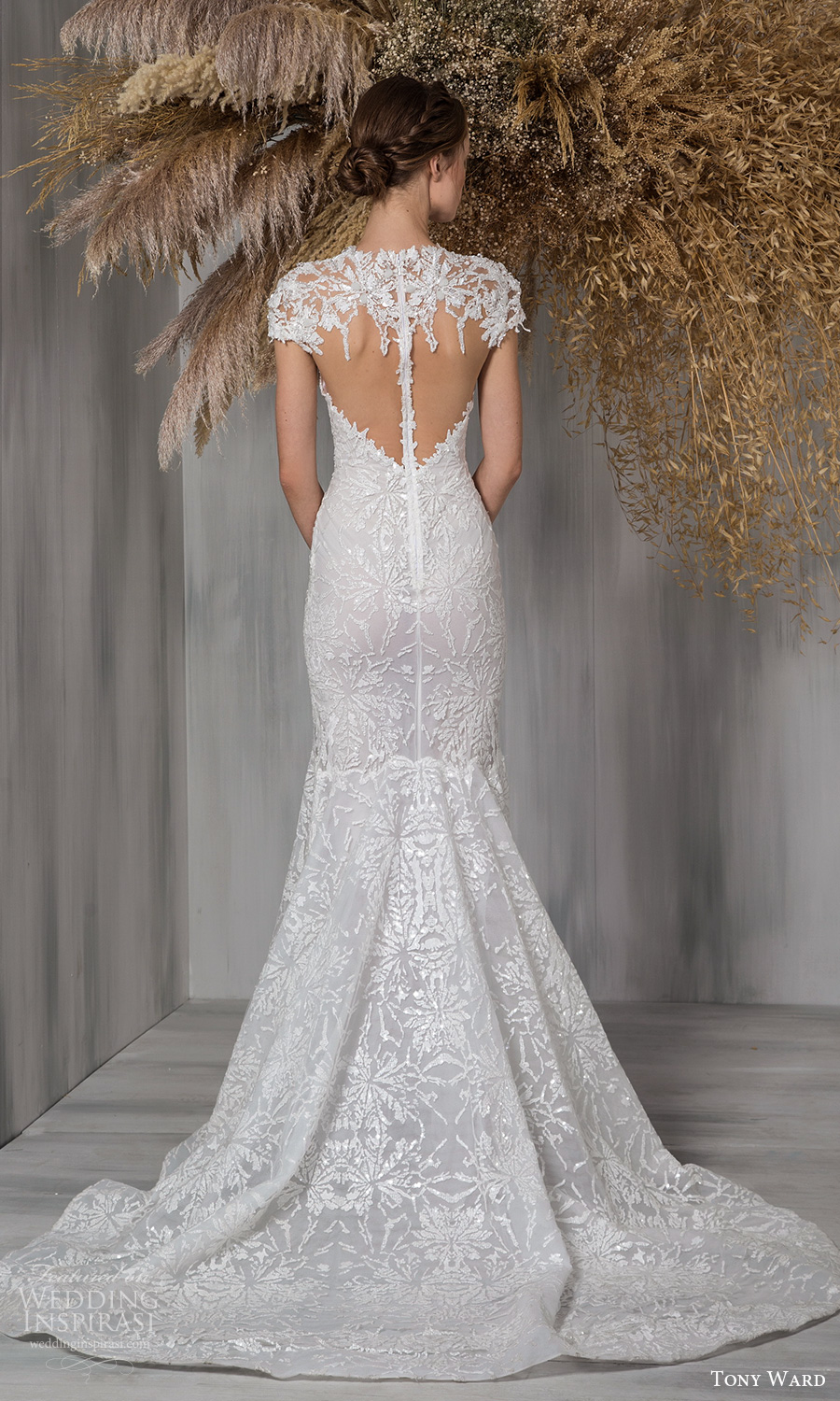 tony ward 2021 bridal cap sleeves jewel neckline keyhole bodice fully embellished fit flare mermaid wedding dress chapel train (8) bv tony ward 2021 bridal cap sleeves jewel neckline keyhole bodice fully embellished fit flare mermaid wedding dress chapel train (8) bv