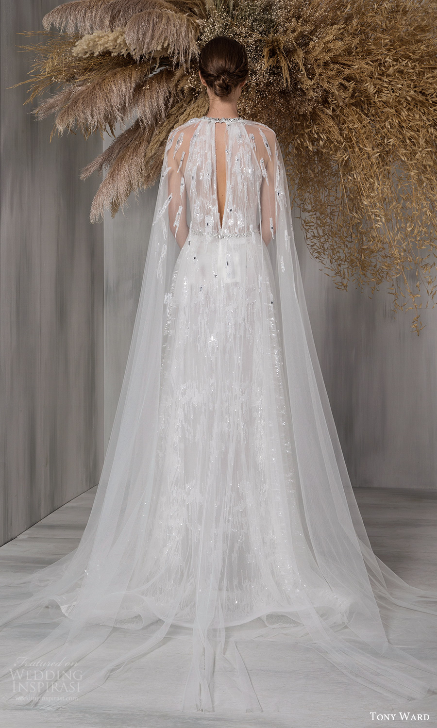 tony ward 2021 bridal long cape sleeves jewel neckline cutout bodice embellished a line wedding dress chapel train keyhole back (16) bv tony ward 2021 bridal long cape sleeves jewel neckline cutout bodice embellished a line wedding dress chapel train keyhole back (16) bv