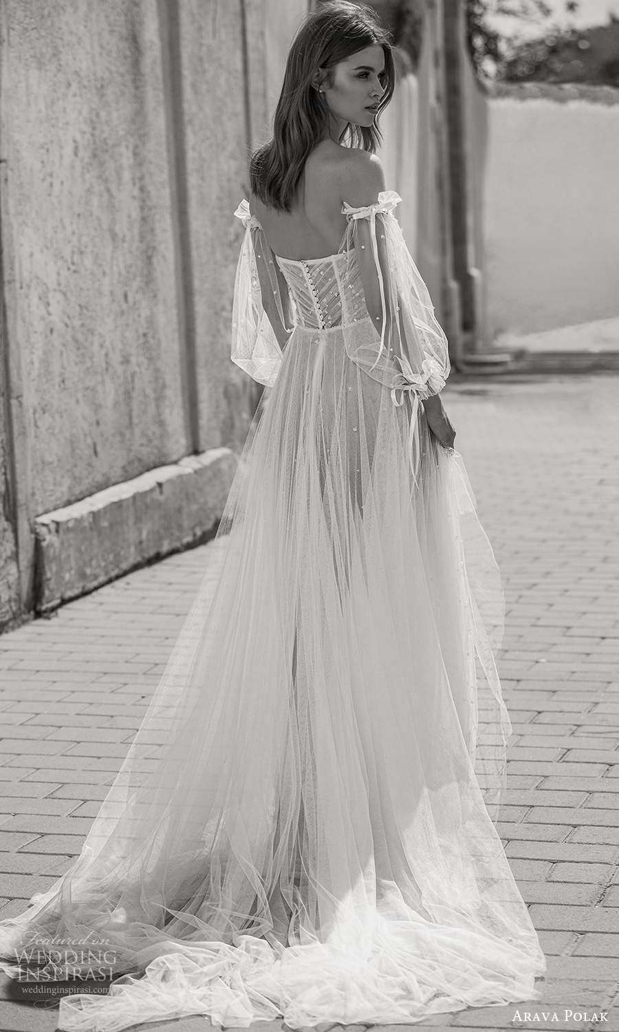 arava polak 2021 bridal detached bishop sleeves strapless sweetheart neckline fully embellished dotted a line wedding dress chapel train blush (9) bv arava polak 2021 bridal detached bishop sleeves strapless sweetheart neckline fully embellished dotted a line wedding dress chapel train blush (9) bv