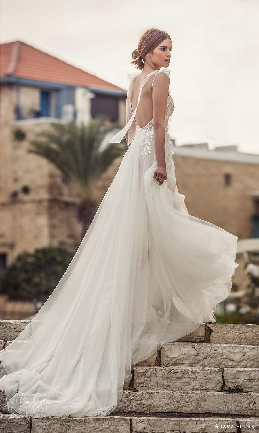 arava polak 2021 bridal sleeveless thin straps sweetheart neckline embellished bodice a line ball gown wedding dress chapel train (8) bv