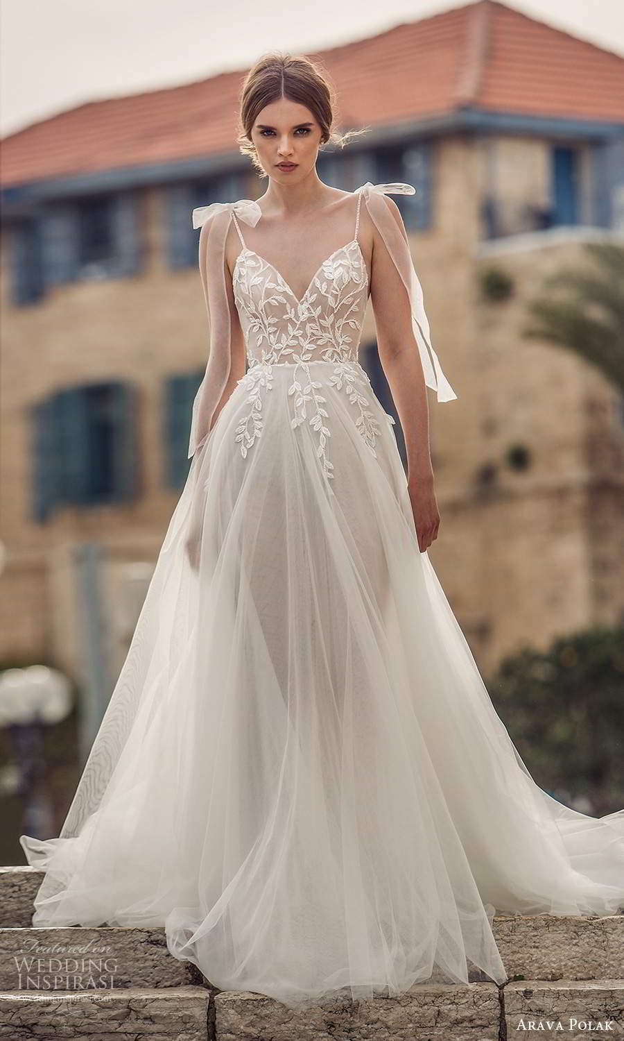 arava polak 2021 bridal sleeveless thin straps sweetheart neckline embellished bodice a line ball gown wedding dress chapel train (8) mv