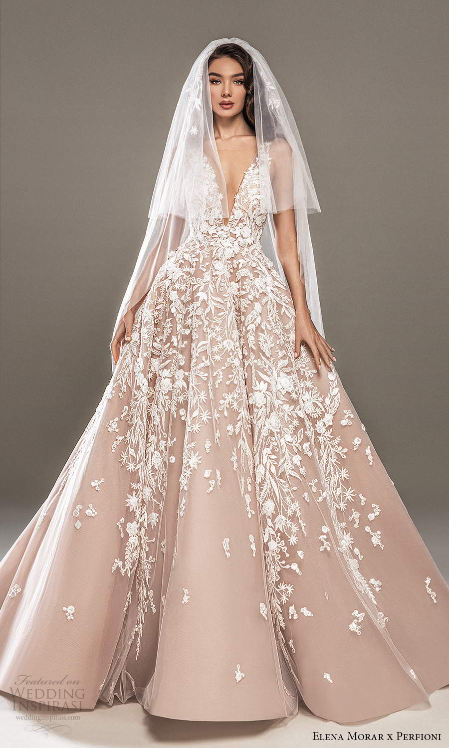 elena morar perfioni 2021 bridal sleeveless straps v neckline fully embellished a line ball gown wedding dress chapel train blush color (7) mv