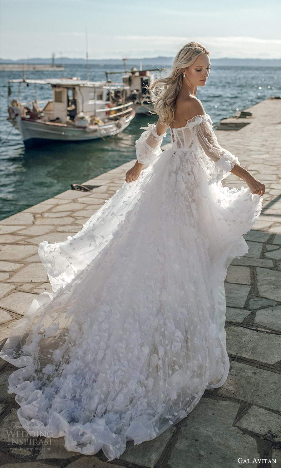 gal avitan 2021 bridal detached bishop sleeves strapless sweetheart neckline fully embellished a line ball gown wedding dress chapel train (4) bv gal avitan 2021 bridal detached bishop sleeves strapless sweetheart neckline fully embellished a line ball gown wedding dress chapel train (4) bv
