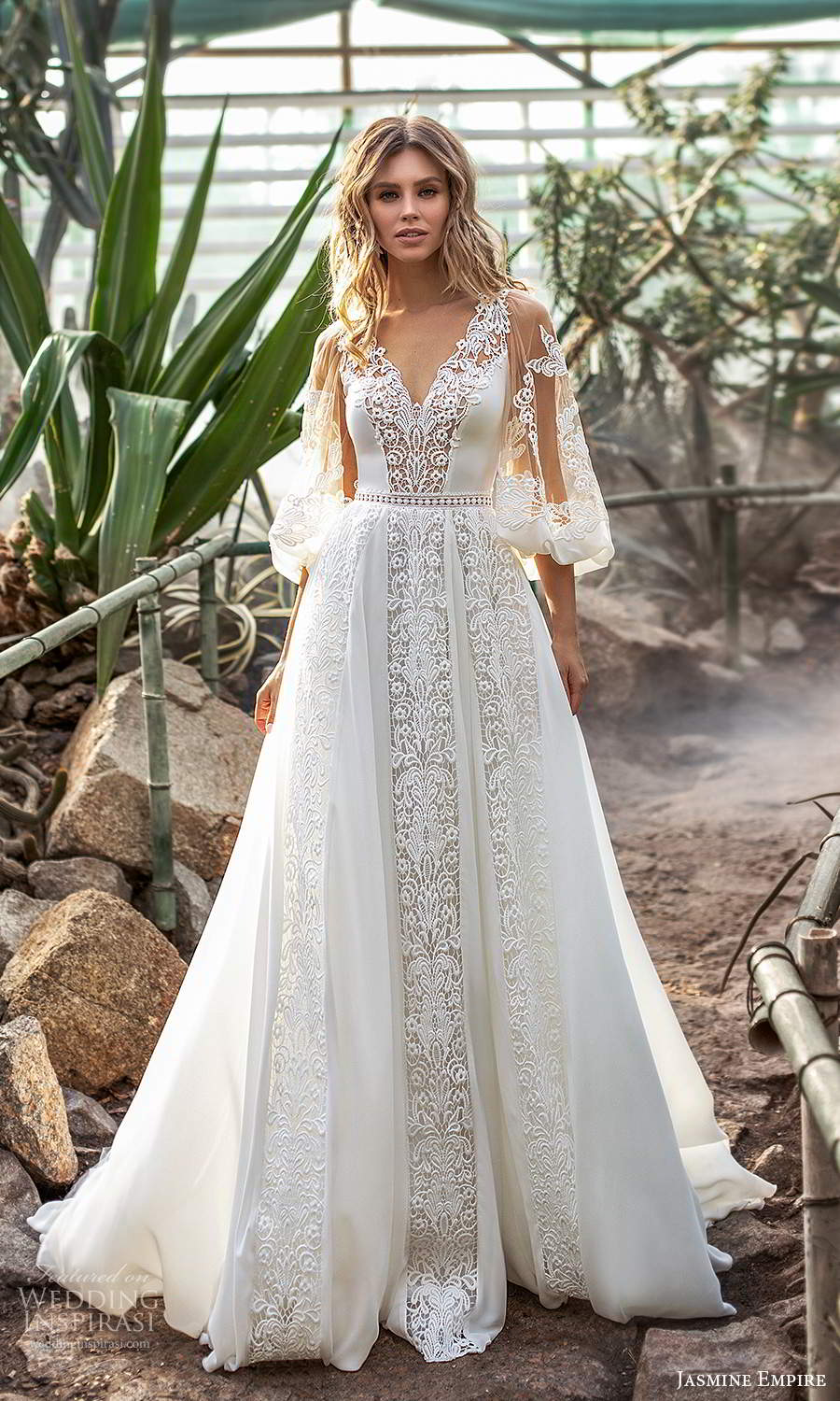 jasmine empire 2021 bridal sheer bishop sleeves v neckline fully embellished a line ball gown wedding dress chapel train (16) mv