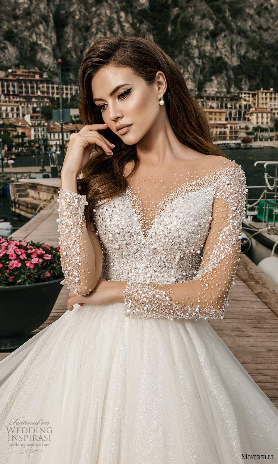 mistrelli 2021 bridal euphoria long sleeves sweetheart neckline heavily embellished bodice a line ball gown wedding dress chapel train (25) zv