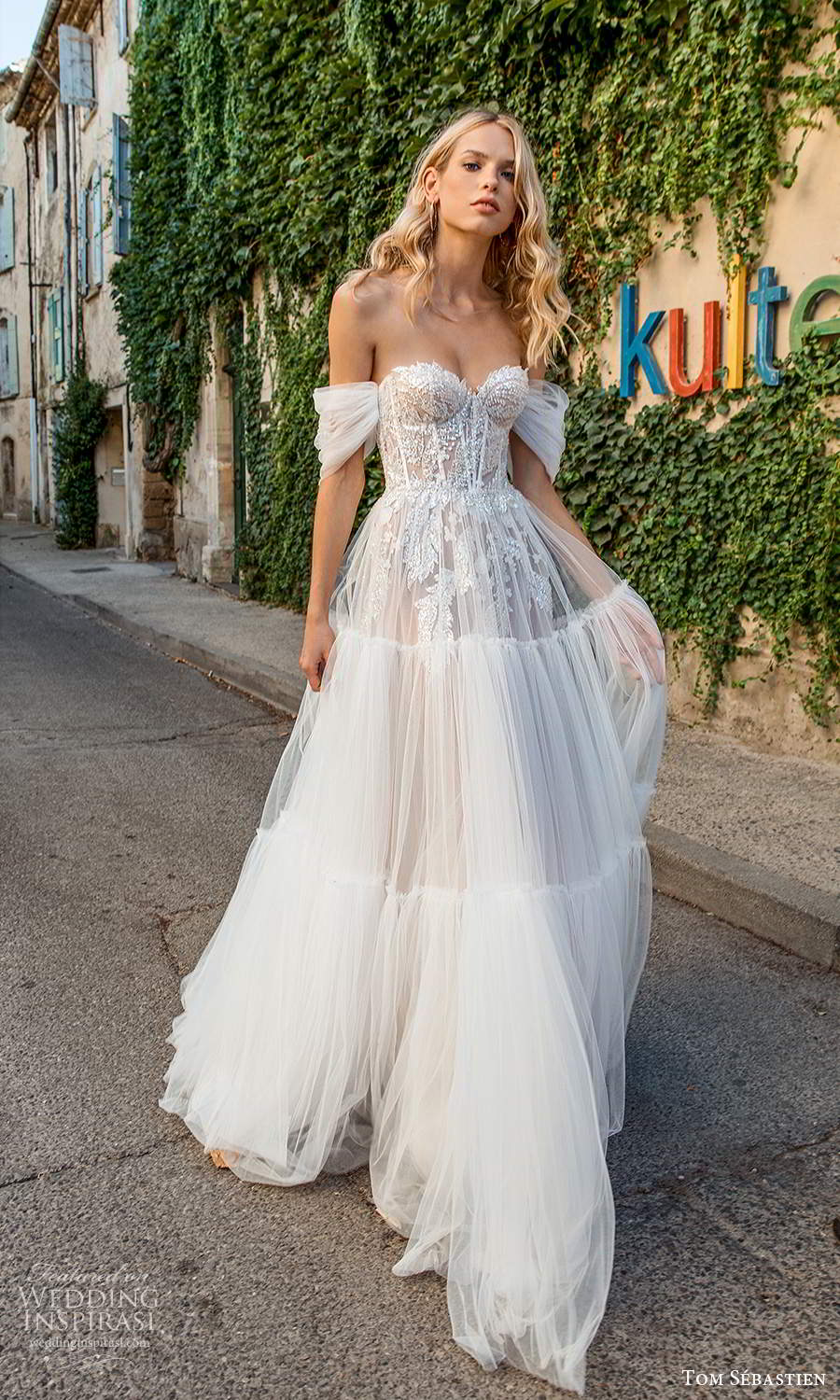 tom sebastien 2021 bridal provence off shoulder straps sweetheart neckline heavily embellished bodice a line ball gown wedding dress (5) mv