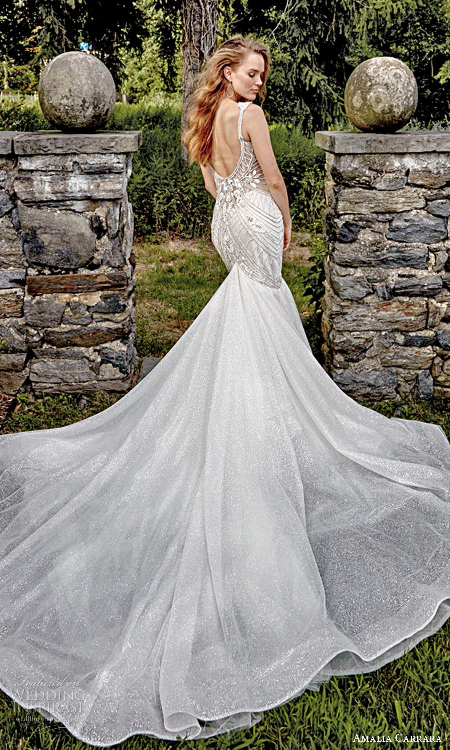 amalia carrara 2021 bridal sleeveless straps sweetheart neckline heavily embellished bodice fit flare mermaid wedding dress chapel train (4) bv