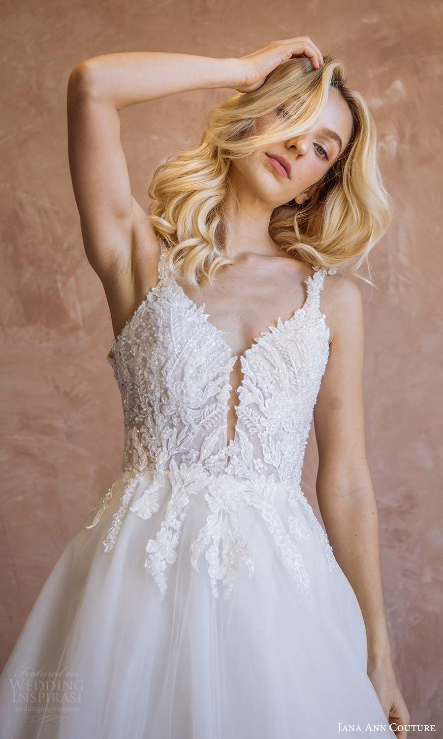 jana ann couture 2021 bridal sleeveless straps plunging v neckline embellished bodice a line ball gown wedding dress (20) mv