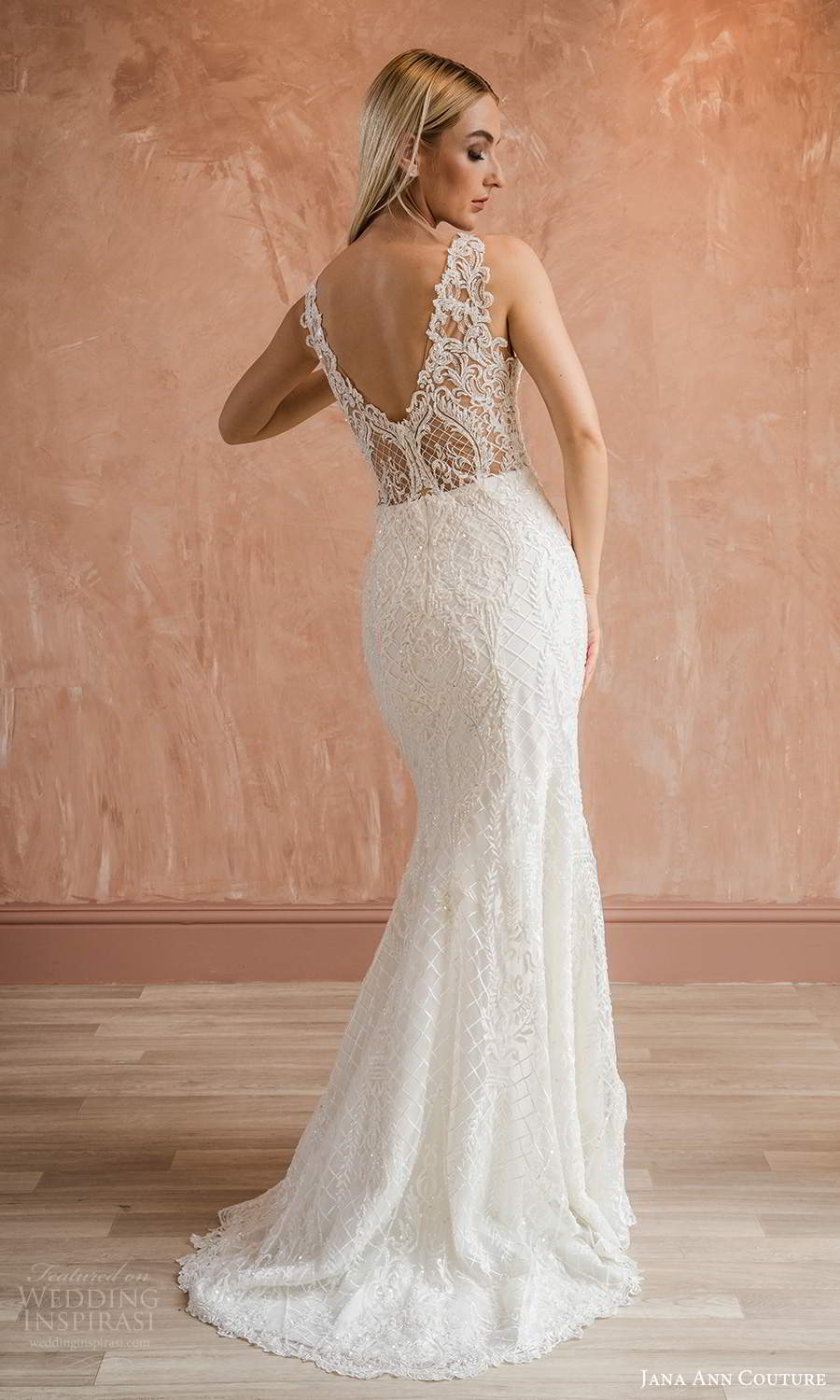 jana ann couture 2021 bridal sleeveless straps sweetheart neckline fully embellished sheath wedding dress chapel train v back (2) bv