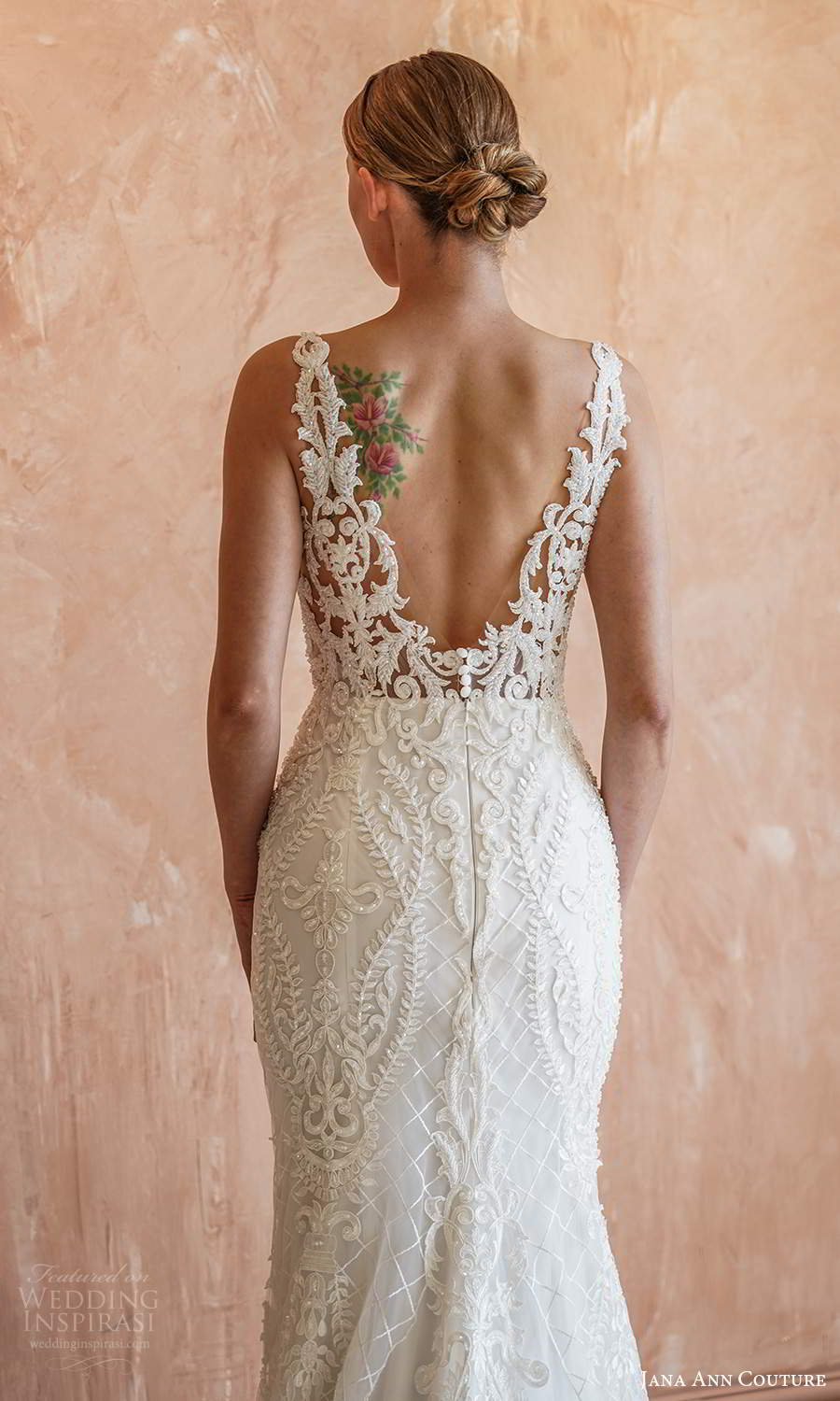 jana ann couture 2021 bridal sleeveless straps v neckline fully embellished sheath wedding dress chapel train (13) zv
