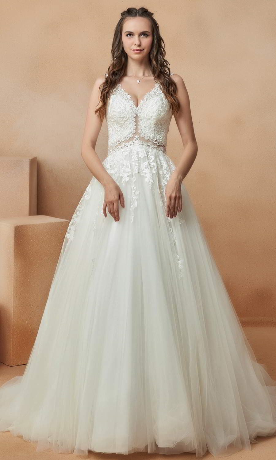 afarose 2021 bridal sleeveless straps heavily embellished bodice a line ball gown wedding dress chapel train (durriya) mv