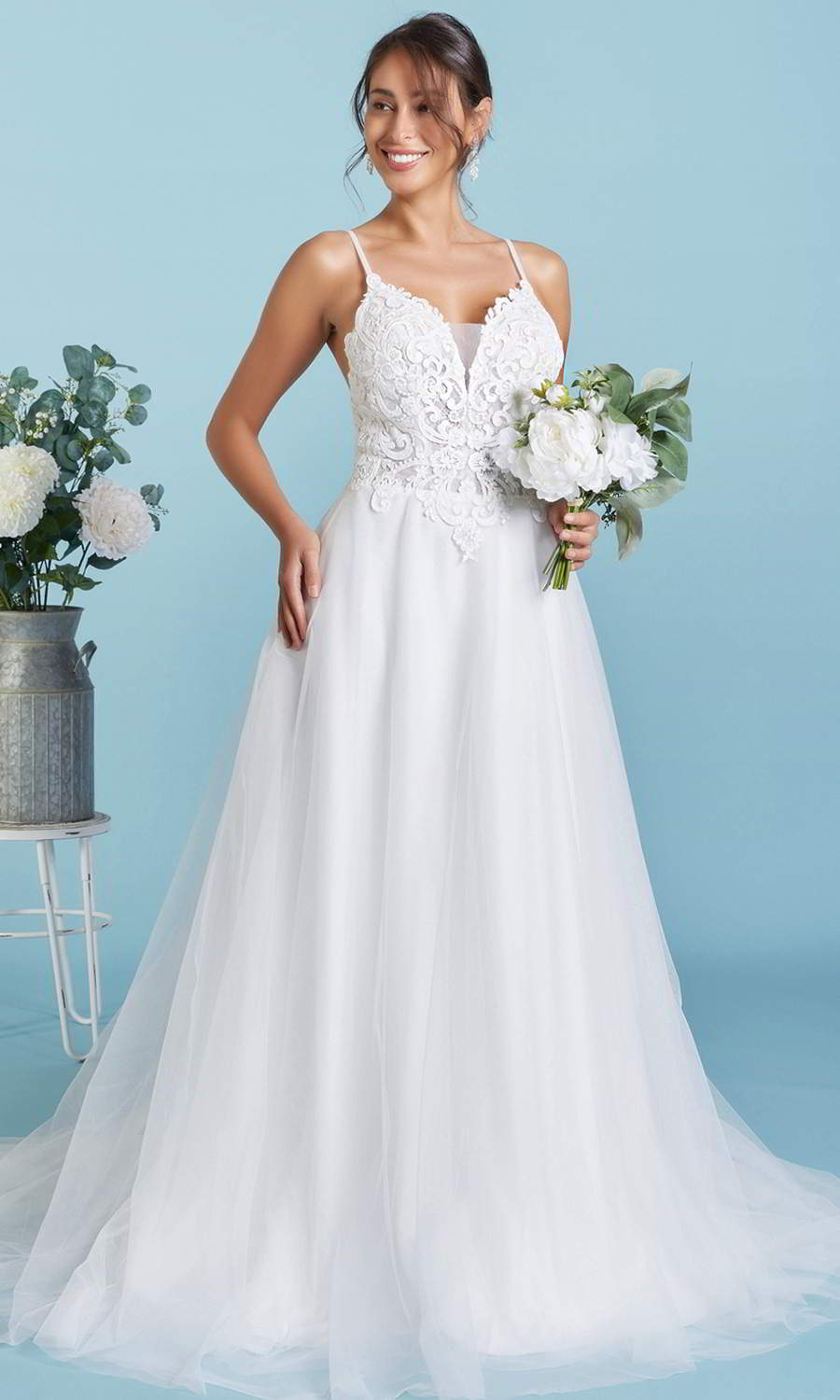 afarose 2021 bridal sleeveless straps sweetheart neckline heavily embellished lace bodice a line ball gown wedding dress (maisie) fv