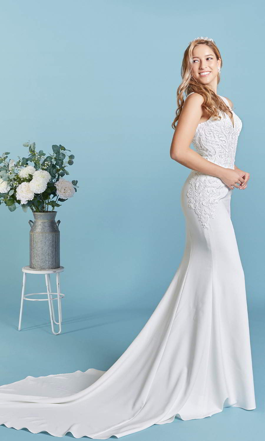 afarose 2021 bridal sleeveless thick straps plunging v neckline heavily embellished boeice sheath plus size wedding dress (pam) sv