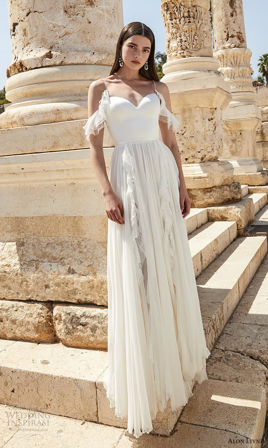 alon livne 2021 bridal off shoulder straps cold shoulder sweetheart neckline clean minimalist a line wedding dress (6) mv alon livne 2021 bridal off shoulder straps cold shoulder sweetheart neckline clean minimalist a line wedding dress (6) mv