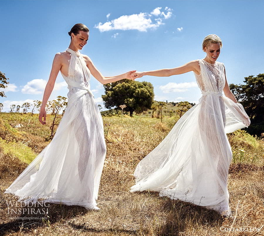 costarellos spring 2022 bridal sleeveless high neckline a line wedding dresses (18) mv
