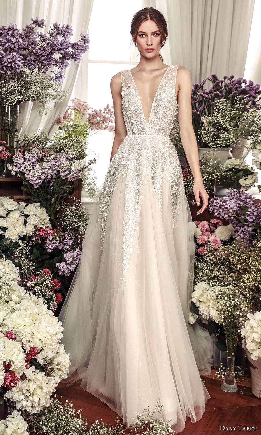 dany tabet 2021 belle fleur bridal sleeveless thickstraps plunging v neckline heavily embellished bodice a line ball gown wedding dress chapel (5) mv