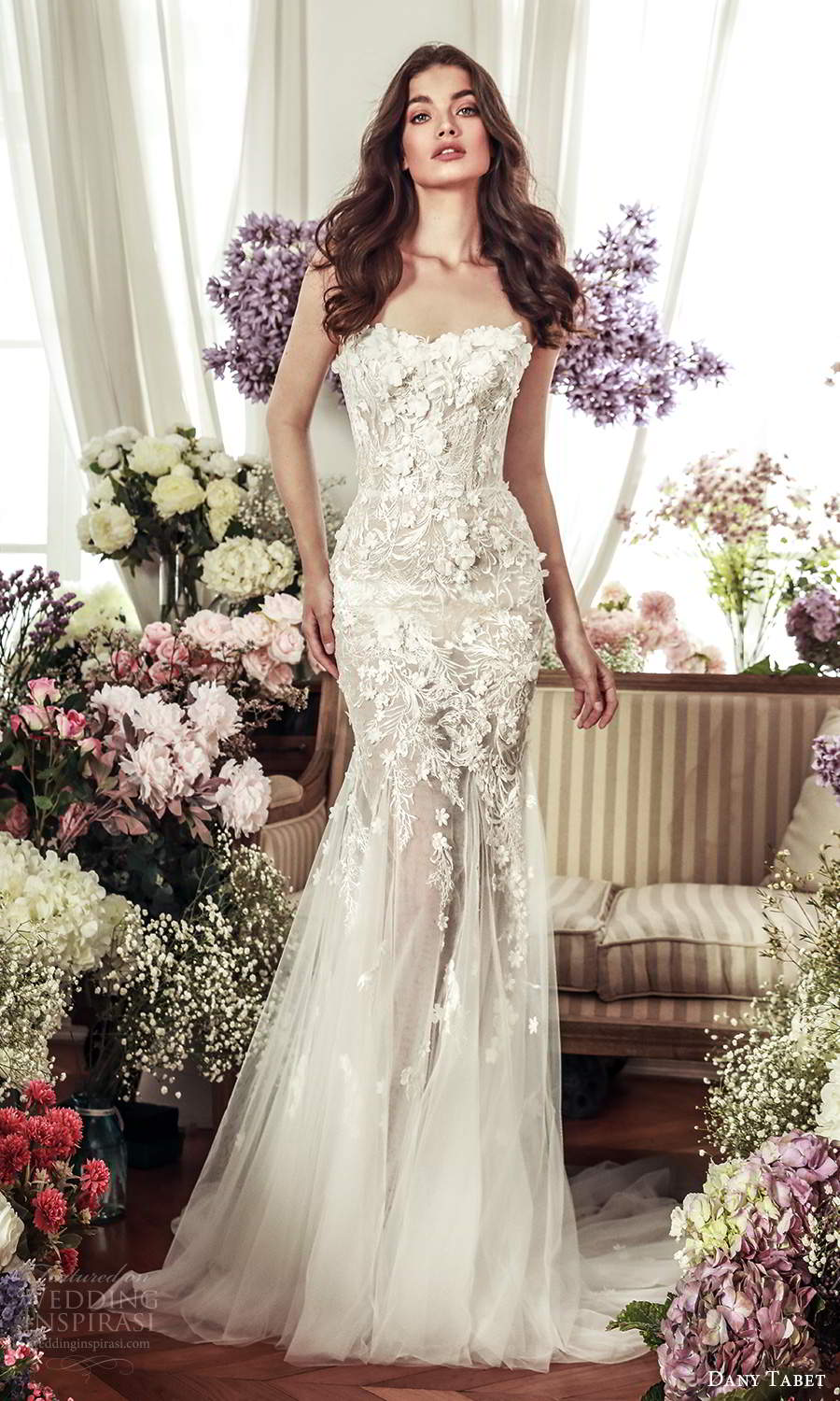 dany tabet 2021 belle fleur bridal strapless semi sweetheart neckline heavily embellished bodice fitflare mermaid wedding dress chapel train (11) mv