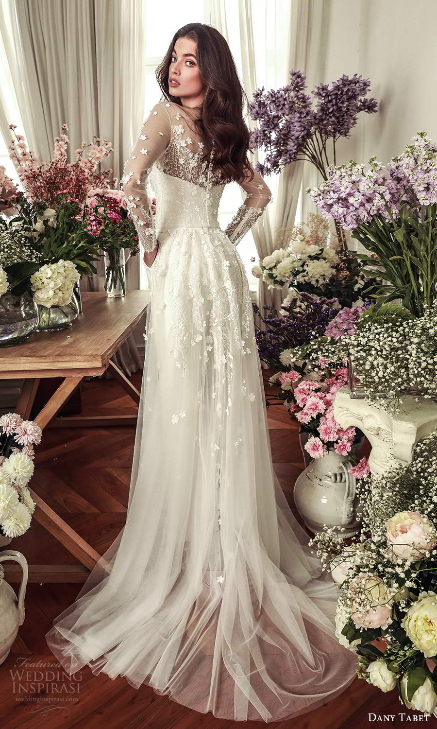 dany tabet 2021 belle fleur bridal strapless sweetheart neckline embellished bodice top clean chic pant wedding dress chapel train (2) bv dany tabet 2021 belle fleur bridal strapless sweetheart neckline embellished bodice top clean chic pant wedding dress chapel train (2) bv