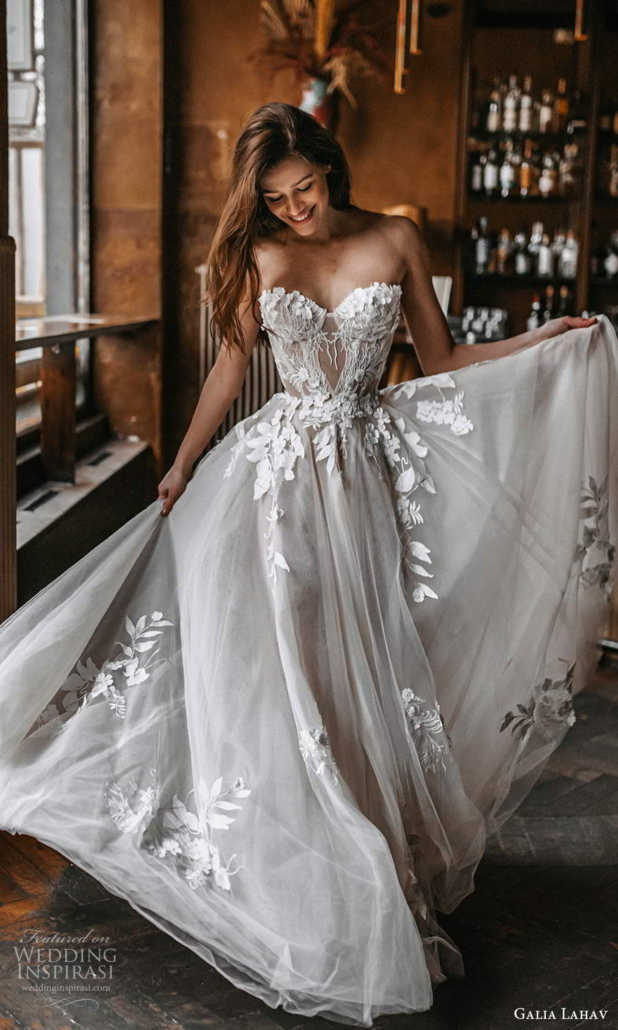 galia lahav spring 2022 gala bridal strapless sweetheart neckline embellished corset bodice a line ball gown wedding dress chapel train (4) mv