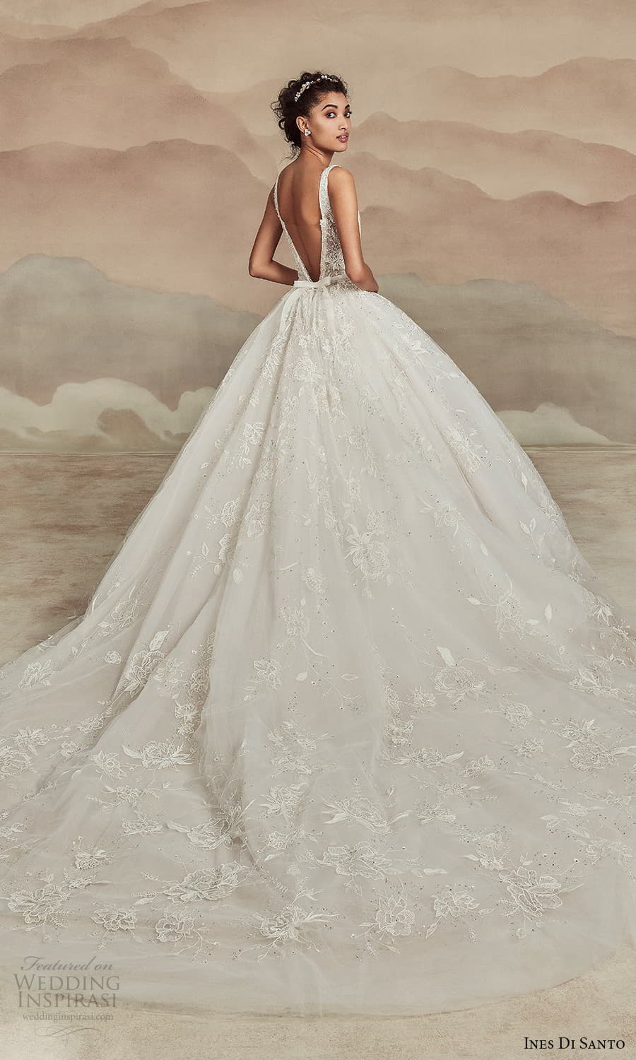 ines di santo spring 2022 bridal sleeveless straps plunging v neckline fully embellished a line ball gown wedding dress chapel train (8) bv