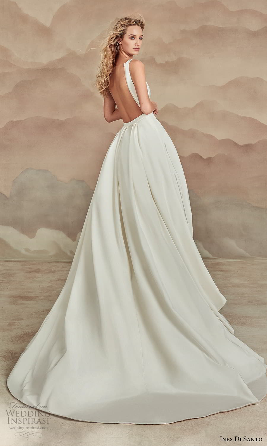 ines di santo spring 2022 bridal sleeveless straps v neckline clean minimalist a line ball gown wedding dress chapel train (17) bv