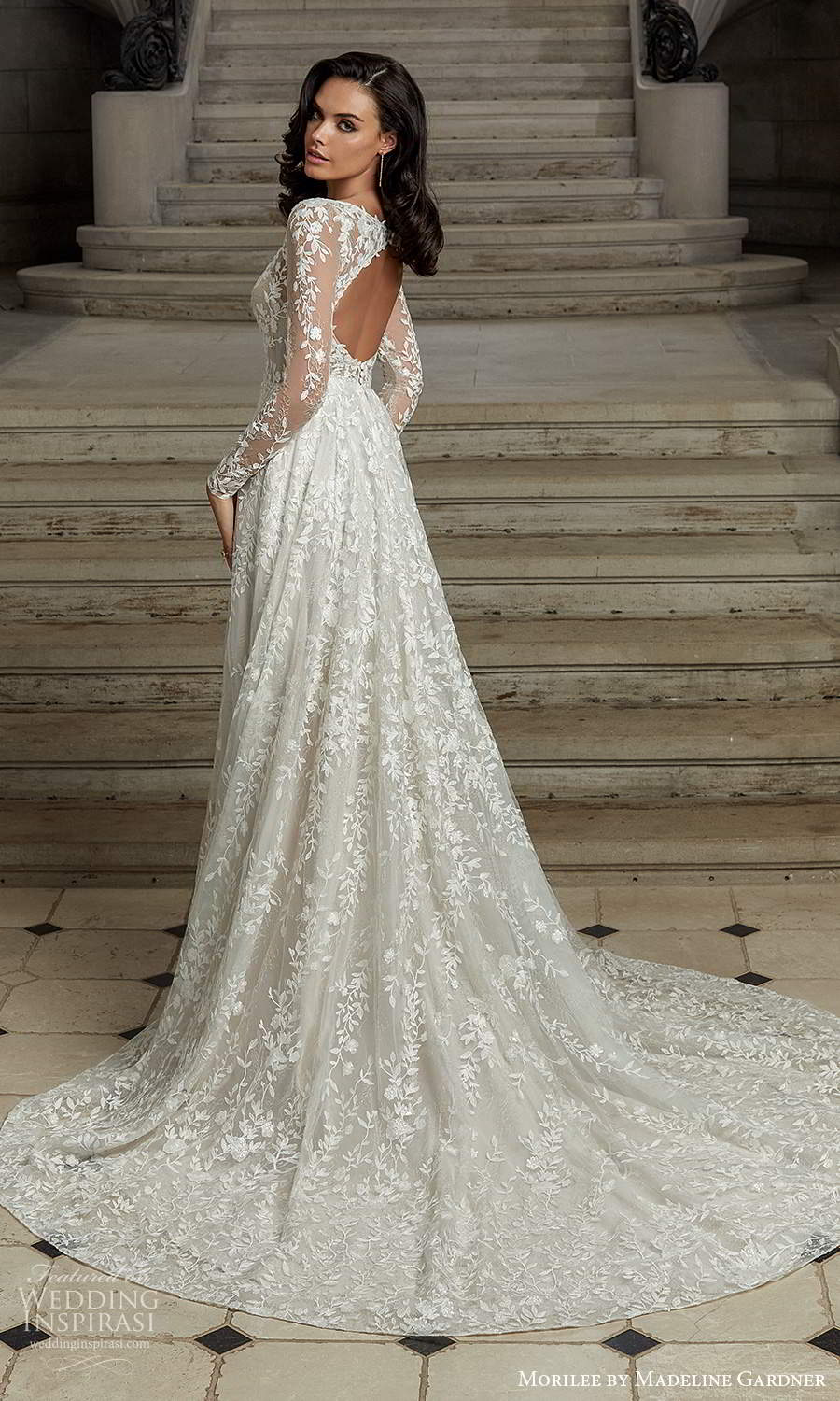 morilee madeline gardner spring 2022 bridal sheer long sleeves v neckline fully embellished lace a line ball gown wedding dress chapel train keyhole back (7) bv morilee madeline gardner spring 2022 bridal sheer long sleeves v neckline fully embellished lace a line ball gown wedding dress chapel train keyhole back (7) bv
