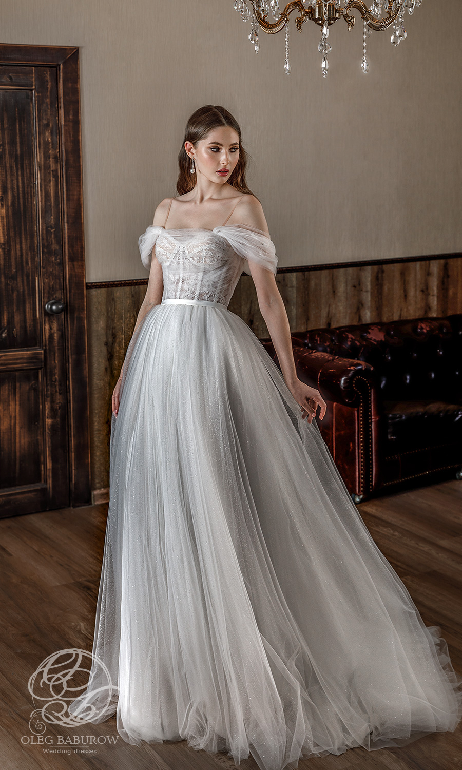 oleg baburow 2021 life miracle bridal off shoulder straps sweetheart neckline ruched bodice a line ball gown wedding dress chapel train (zemfira) mv