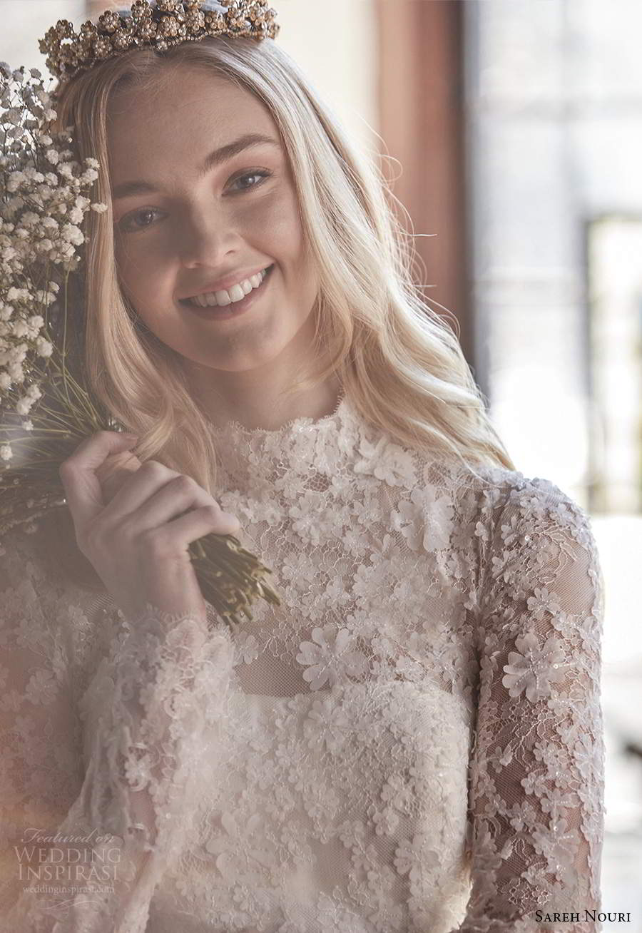 sareh nouri spring 2022 bridal sheer long sleeves high neckline embellished lace bodice clean skirt fit flare mermaid wedding dress chapel train (3) zv sareh nouri spring 2022 bridal sheer long sleeves high neckline embellished lace bodice clean skirt fit flare mermaid wedding dress chapel train (3) zv