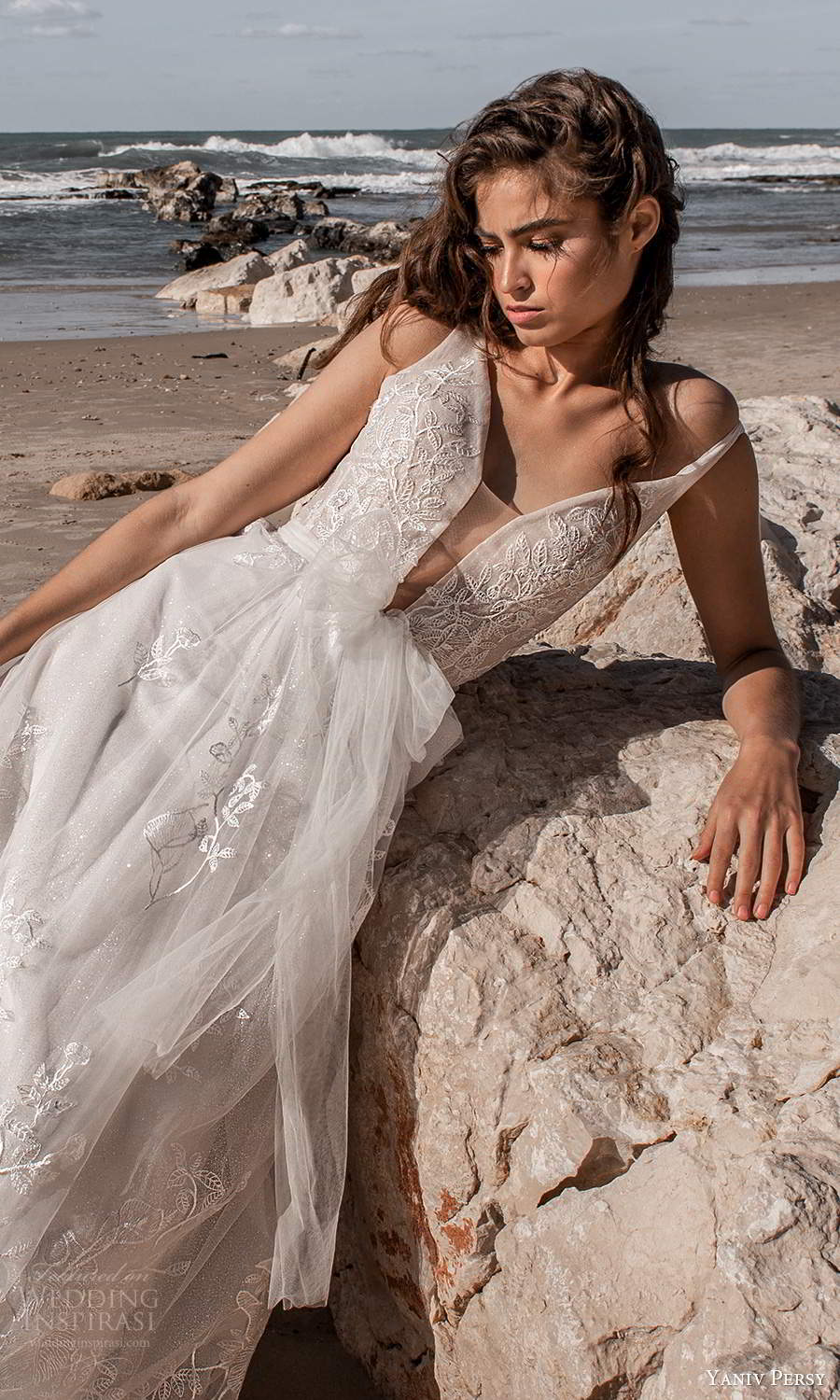 yaniv persy 2021 bridal sleeveless straps plunging v neckline embellished bodice a line ball gown wedding dress (3) mv