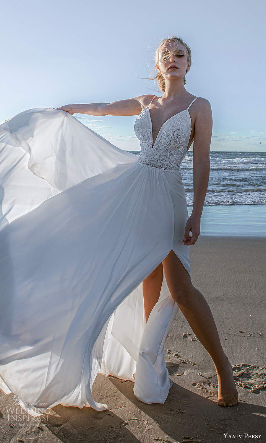 yaniv persy 2021 bridal sleeveless straps plunging v neckline embellished bodice a line ball gown wedding dress slit skirt (5) mv