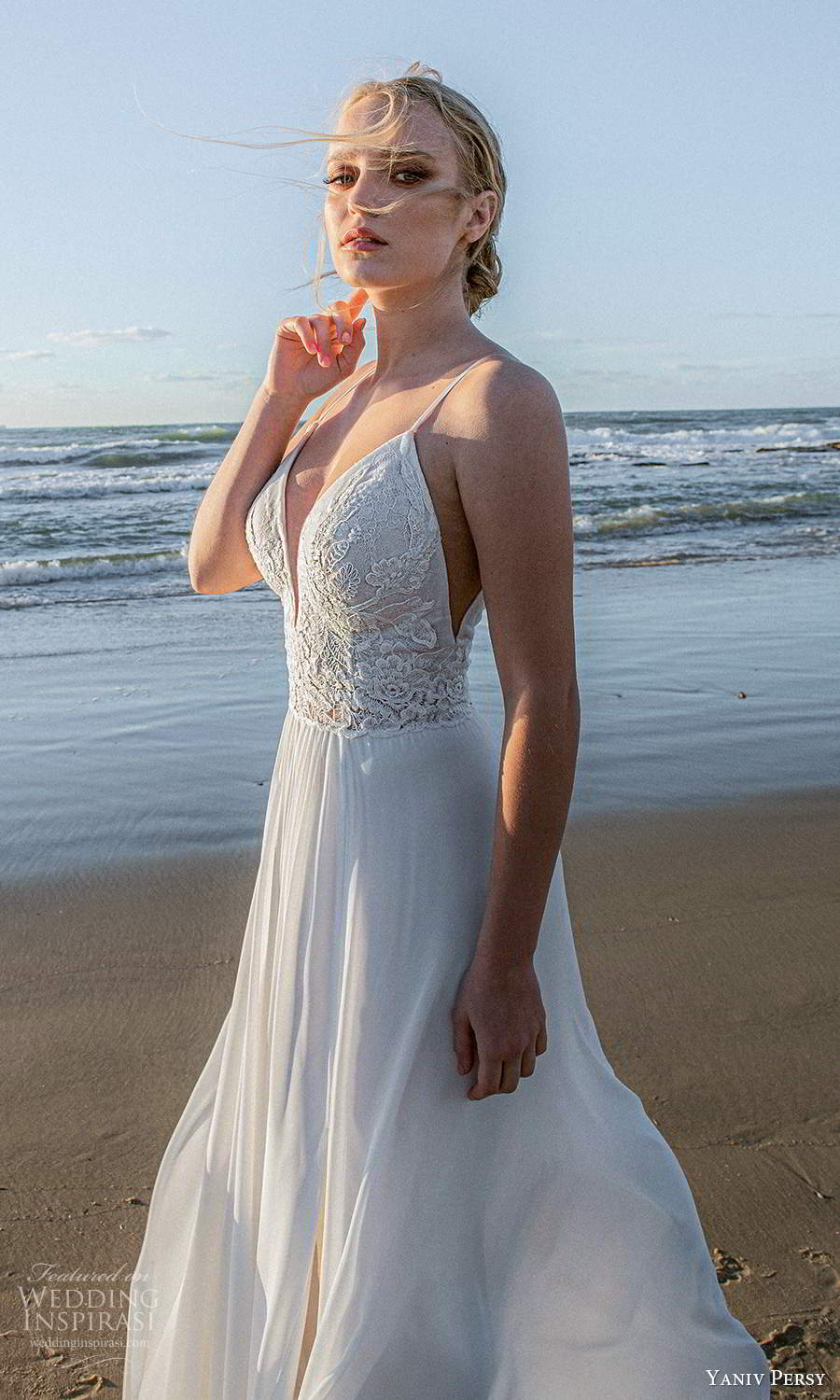 yaniv persy 2021 bridal sleeveless straps plunging v neckline embellished bodice a line ball gown wedding dress slit skirt (5) zsv