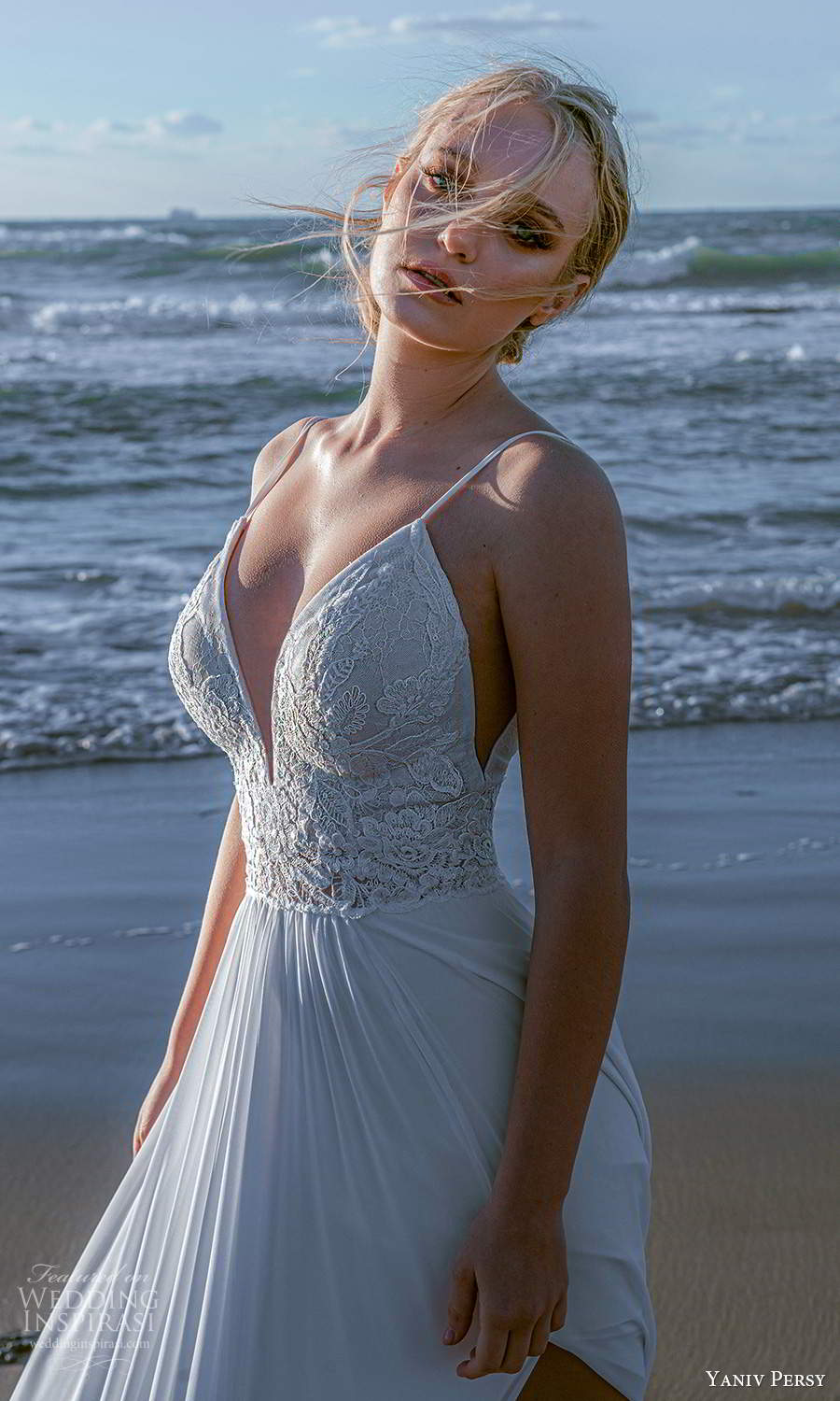 yaniv persy 2021 bridal sleeveless straps plunging v neckline embellished bodice a line ball gown wedding dress slit skirt (5) zv