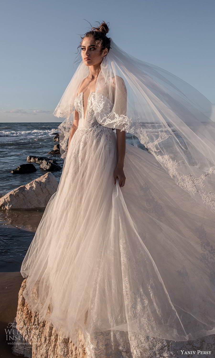 yaniv persy 2021 bridal strapless split neckline embellished bodice a line ball gown wedding dress chapel train (9) mv