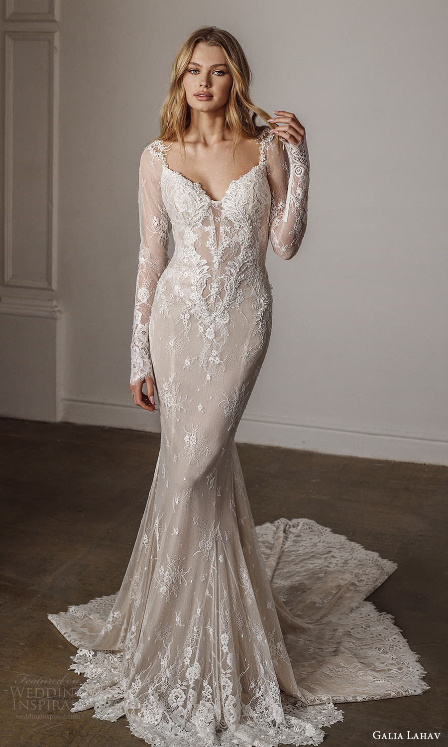 galia lahav spring 2022 bridal long sleeves sweetheart neckline fully embellished sheath wedding dress chapel train (4) mv galia lahav spring 2022 bridal long sleeves sweetheart neckline fully embellished sheath wedding dress chapel train (4) mv