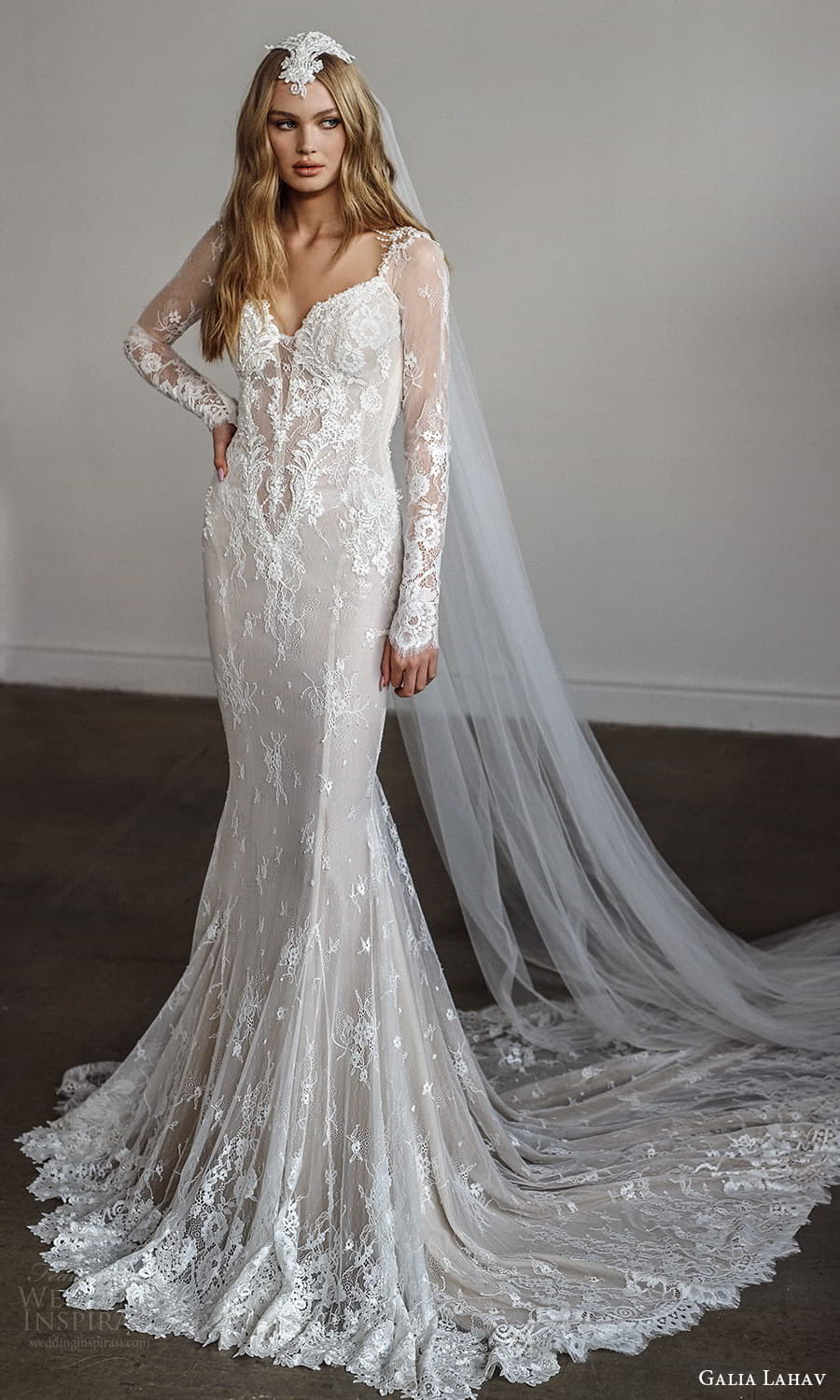 galia lahav spring 2022 bridal long sleeves sweetheart neckline fully embellished sheath wedding dress chapel train low back veil (4) mv galia lahav spring 2022 bridal long sleeves sweetheart neckline fully embellished sheath wedding dress chapel train low back veil (4) mv