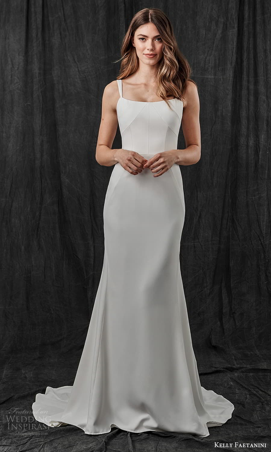 kelly faetanini spring 2022 bridal sleeveless straps square neckline clean minimalist sheath wedding dress chapel train (17) mv kelly faetanini spring 2022 bridal sleeveless straps square neckline clean minimalist sheath wedding dress chapel train (17) mv