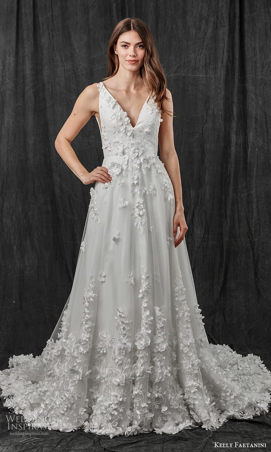 kelly faetanini spring 2022 bridal sleeveless straps v neckline fully embellished a line ball gown wedding dress chapel train (12) mv