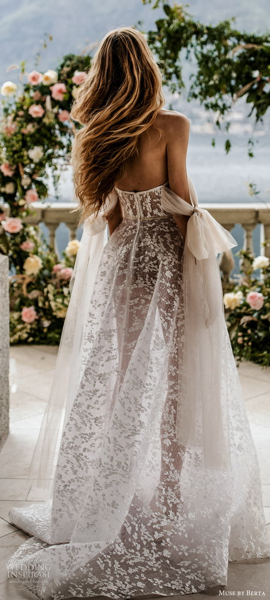 muse by berta spring 2022 bridal off shoulder straps sweetheart neckline fully embellished lace a line ball gown wedding dress chapel train ( 16) lbv