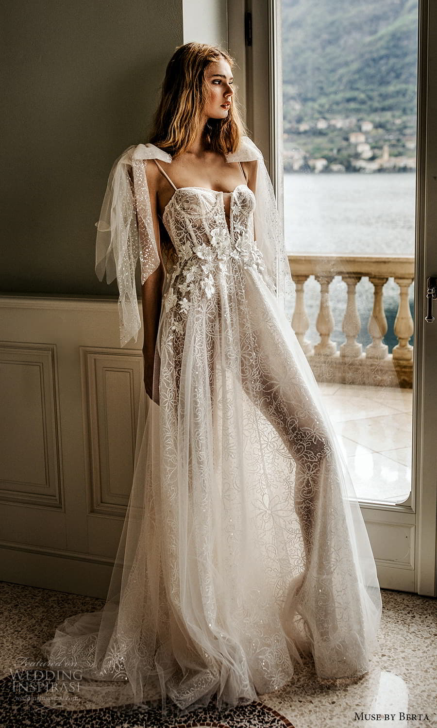 muse by berta spring 2022 bridal sleeveless thin straps semi sweetheart neckline fully embellished a line ball gown wedding dress chapel train (1) mv